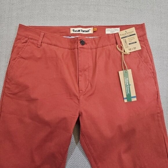 Tailor Vintage Men's Slim Fit Pants 38x30 Canyon Red Stretch Cotton Spandex NWT - Picture 9 of 16